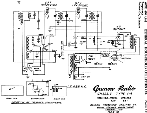 Grunow 450 Ch= 4-A; General Household (ID = 681252) Radio