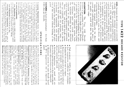 Decade Resistor 1432-U /-K /-J /-L /-Q /-T /-N /-M /-P /-Y /-X /-Z; General Radio (ID = 1542373) Equipment