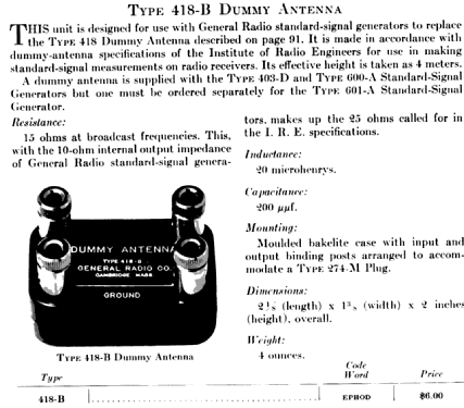 Dummy Antenna 418-B; General Radio (ID = 1876175) Misc