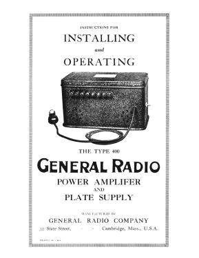 Power Amplifier and Plate Supply Type 400; General Radio (ID = 2952924) Power-S