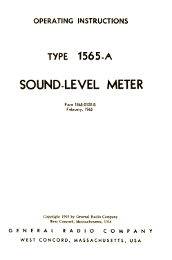 Sound-Level Meter 1565-A; General Radio (ID = 2953724) Equipment