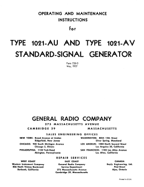 Standard Signal Generator 1021-A; General Radio (ID = 2954618) Equipment
