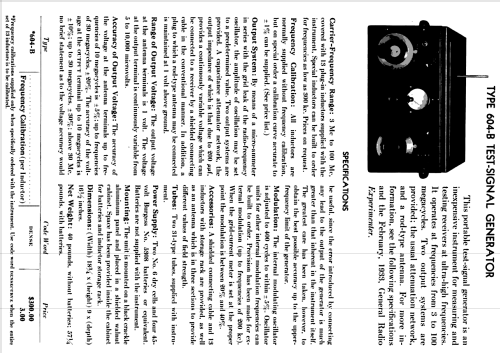 Test Signal Generator 604-B; General Radio (ID = 1886294) Equipment