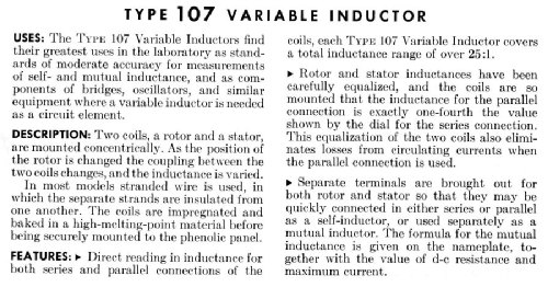 Variable Inductor 107M; General Radio (ID = 1735321) Equipment