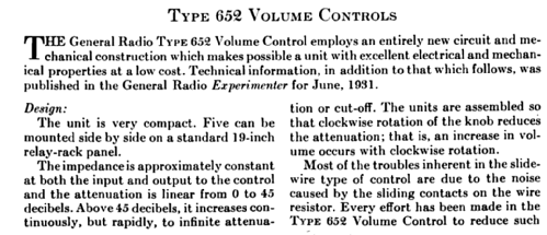 Volume control 652; General Radio (ID = 1875661) Radio part