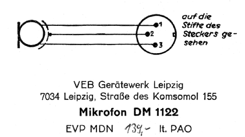 DM1122; Gerätewerk Leipzig, (ID = 342012) Microphone/PU