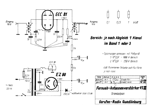 Fernseh-Antennenverstärker VS 3 ; Gerufon-Radio Walter (ID = 1140842) Ampl. RF