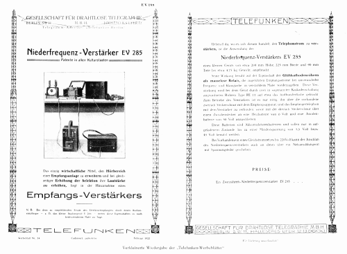 Niederfrequenz-Verstärker EV285; Gesellschaft für (ID = 1418065) Ampl/Mixer
