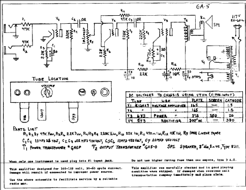 Skylark GA5 Ampl/Mixer Gibson Manufacturing Co., Kalamazoo MI, build ...