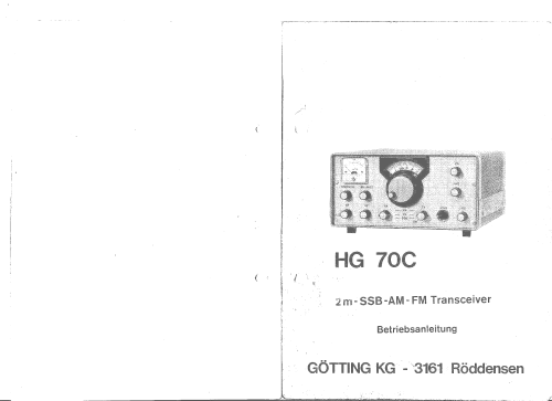 2m-SSB-AM-FM Transceiver HG 70C; Götting & Griem, (ID = 2411152) Amat TRX