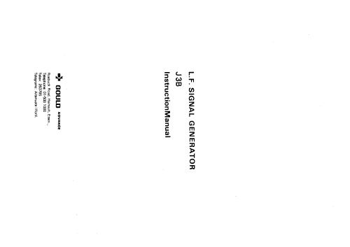 Signal Generator J3B; Gould Advance Ltd.; (ID = 1162598) Equipment