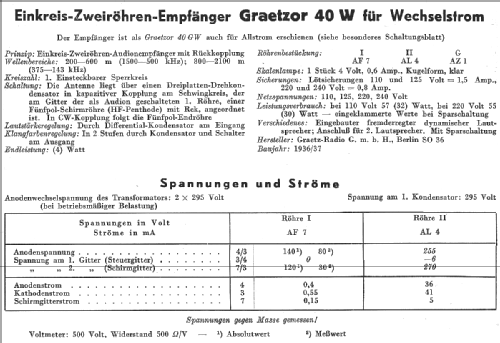 Graetzor 40W; Graetz Radio, Berlin (ID = 14203) Radio