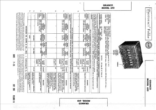 FM-610U; Granco Products, Inc (ID = 115820) Radio