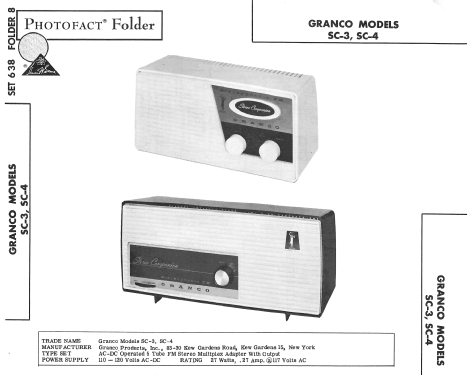 FM Stereo Multiplex Adapter SC-4; Granco Products, Inc (ID = 2746090) Ampl/Mixer