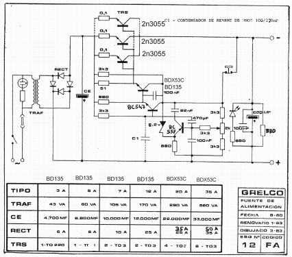 Model 01 Fuente de 13V 7A 10A Profressional; Grelco Gubar, S.A.; (ID = 2993506) Aliment.