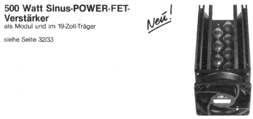 500 Watt Sinus - POWER - FET - Endstufen - Modul ; FG Elektronik, Franz (ID = 1967337) Ampl/Mixer