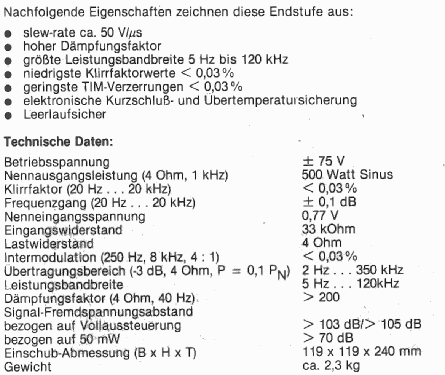 500 Watt Sinus - POWER - FET - Endstufen - Modul ; FG Elektronik, Franz (ID = 1967338) Ampl/Mixer