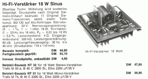 HiFi - Verstärker 18 W Sinus ; FG Elektronik, Franz (ID = 1693170) Ampl/Mixer