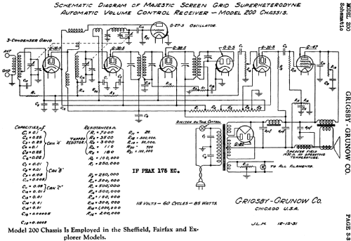 Majestic 201 Sheffield Ch= 200; Grigsby-Grunow - (ID = 673528) Radio