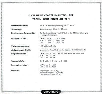 Drucktasten-Autosuper AS 53 UKW; Grundig Radio- (ID = 1558947) Car Radio