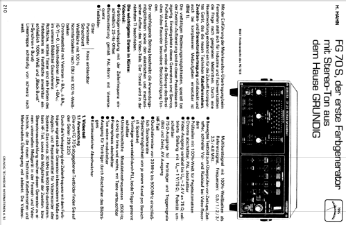 Farbgenerator FG70 S/PLL; Grundig Radio- (ID = 1462394) Equipment