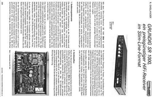 FM Quartz Synthesizer Receiver SR1000 ; Grundig Radio- (ID = 1459236) Radio