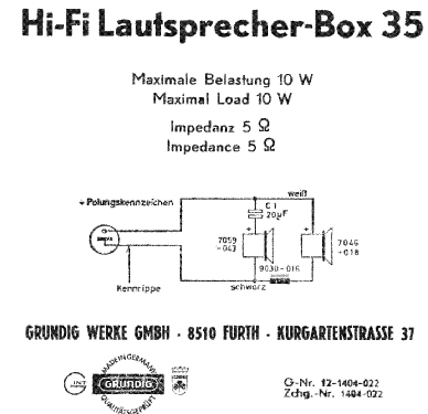 Lautsprecher-Box 35; Grundig Radio- (ID = 108076) Speaker-P