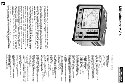 Millivoltmeter MV4; Grundig Radio- (ID = 2038982) Equipment