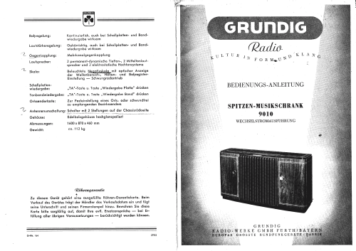 Musikschrank 9010W; Grundig Radio- (ID = 722027) Radio
