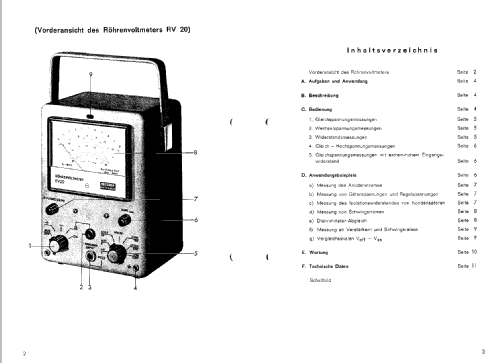 Röhrenvoltmeter RV20; Grundig Radio- (ID = 984097) Equipment