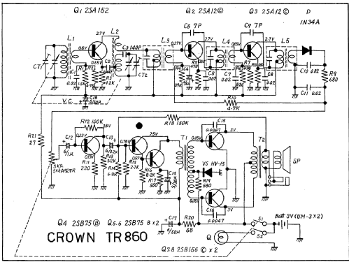 8-Transistor Flashlight Radio TR-860; Crown Radio Corp.; (ID = 2216299) Radio