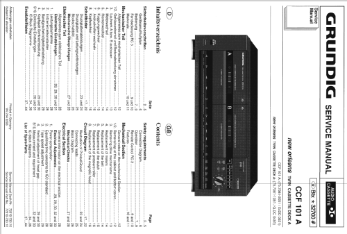 Twin Cassette Deck CCF 101A; Grundig Radio- (ID = 1386113) R-Player