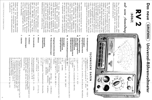 Universal-Röhrenvoltmeter RV2 6062; Grundig Radio- (ID = 1412801) Equipment