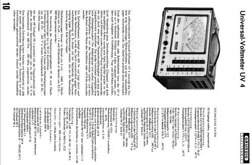 Universal-Voltmeter UV4; Grundig Radio- (ID = 2038935) Ausrüstung