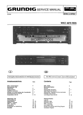 WKC 4870 RDS; Grundig Radio- (ID = 2771749) Car Radio