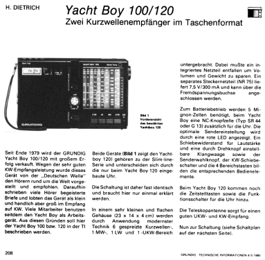 Yacht-Boy 100; Grundig Radio- (ID = 1453767) Radio