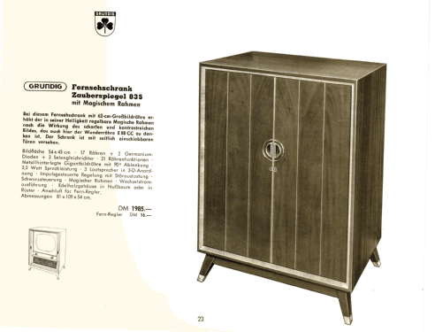 Zauberspiegel 835 ; Grundig Radio- (ID = 2085392) Television