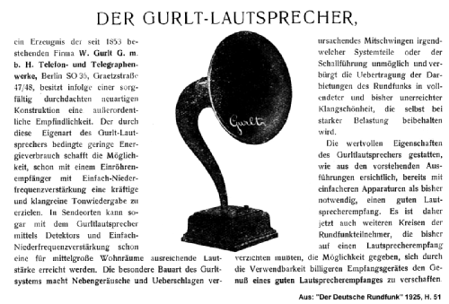 Gurlt-Lautsprecher ; Gurlt, W., Telephon- (ID = 1308600) Speaker-P