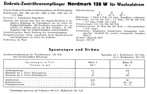 Nordmark 128W; Hagenuk N&K, (ID = 83057) Radio