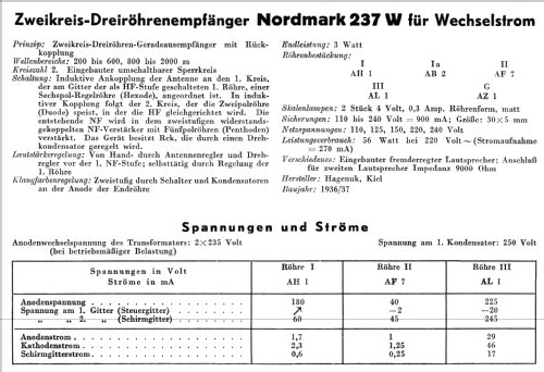 Nordmark 237W; Hagenuk N&K, (ID = 83053) Radio