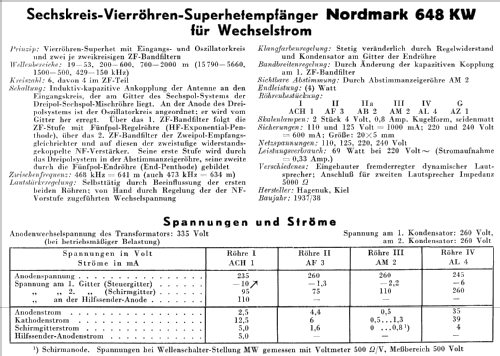 Nordmark 648KW; Hagenuk N&K, (ID = 83031) Radio