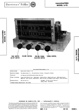 S-78; Hallicrafters, The; (ID = 2853326) Radio