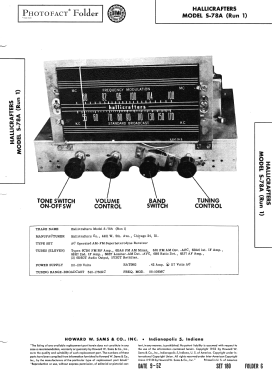 S-78A ; Hallicrafters, The; (ID = 3093980) Radio