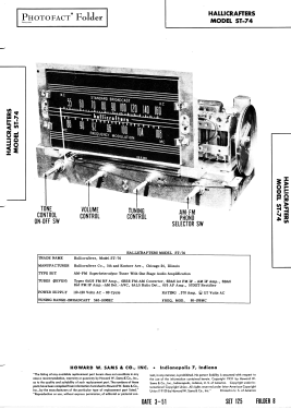 ST-74; Hallicrafters, The; (ID = 2865083) Radio