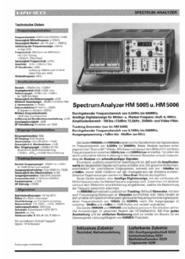 Spectrum Analyzer HM 5006; HAMEG GmbH, (ID = 3091174) Equipment