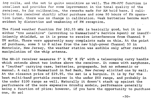 HR-10 Weather-Sentry ; Hammarlund Mfg. Co. (ID = 1027524) Radio