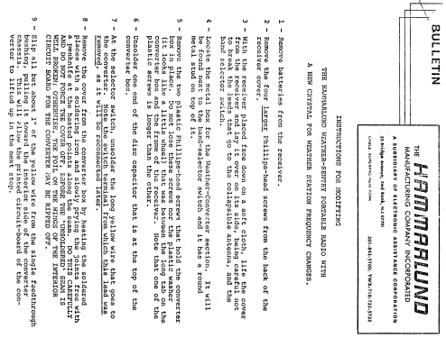 HR-10 Weather-Sentry ; Hammarlund Mfg. Co. (ID = 1027543) Radio