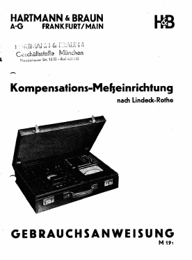 Kompensations-Meßeinrichtung M191; Hartmann & Braun AG; (ID = 3003858) Equipment