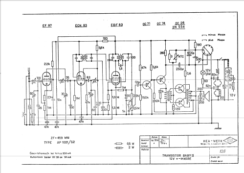 Transistor Baby II MW 12 Volt +- Masse; HEA; Wien (ID = 99506) Car Radio