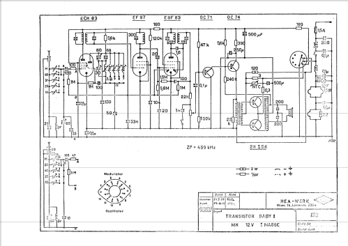 Transistor Baby II MW-KW 12 Volt + - Masse; HEA; Wien (ID = 99507) Car Radio